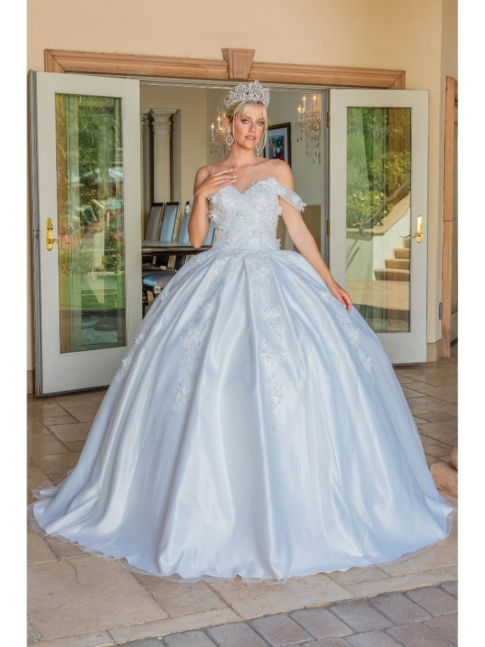 NEW OFF WHITE Embroidered Wedding Dress Floor Length Formal Elegant 0239